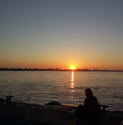 Pôr-do-sol no Gasômetro em Porto Alegre